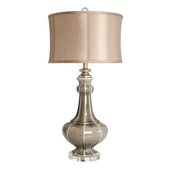 Windsor Table Lamp In Crackled Grey Ceramic With Ivory