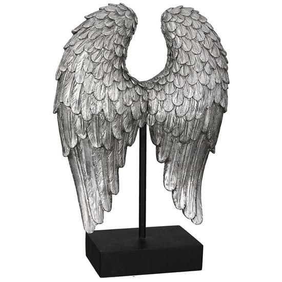 Wing Poly Sculpture In Antique Silver And Black