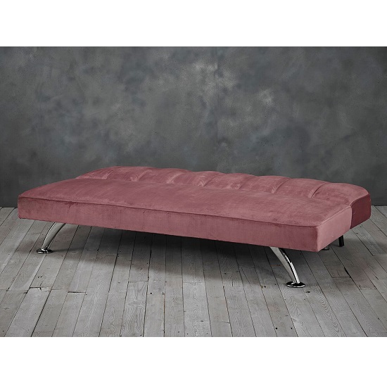 Wingert Velvet Sofa Bed In Pink With Silver Finished Legs Furniture in Fashion