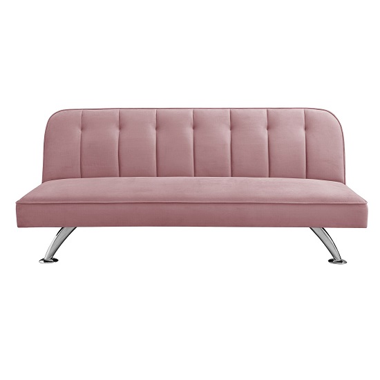 Wingert Velvet Sofa Bed In Pink With Silver Finished Legs Furniture