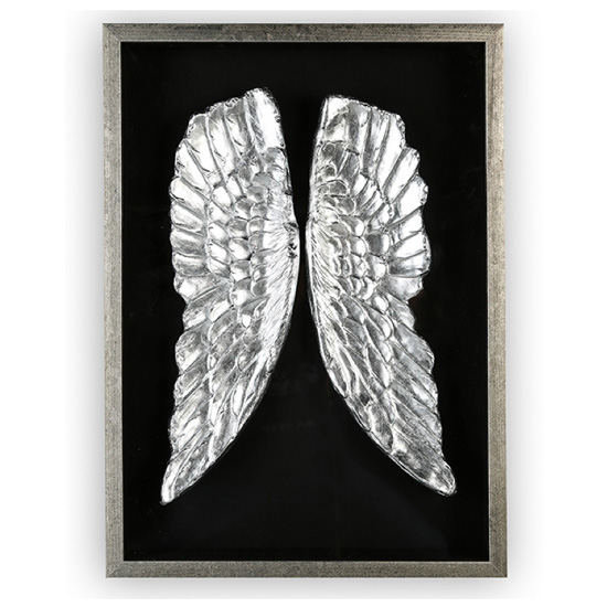 Product photograph of Wings Painting Wooden Wall Art In Black And Antique Silver Frame from Furniture in Fashion