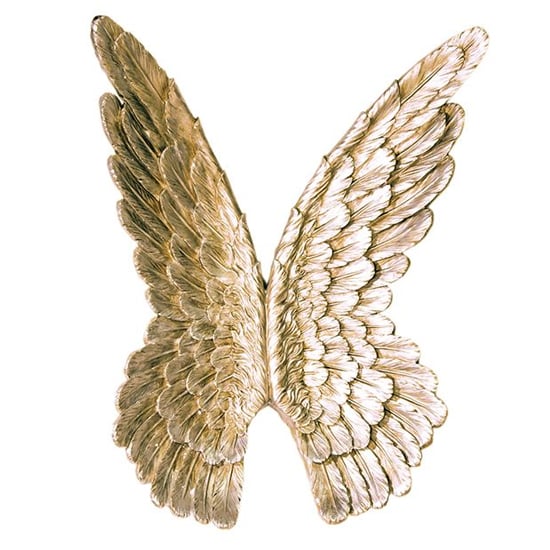 Wings Poly Wall Art In Antique Gold