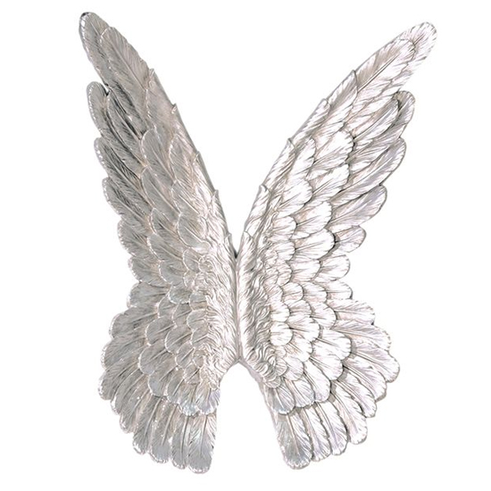 Product photograph of Wings Poly Wall Art In Antique Silver from Furniture in Fashion