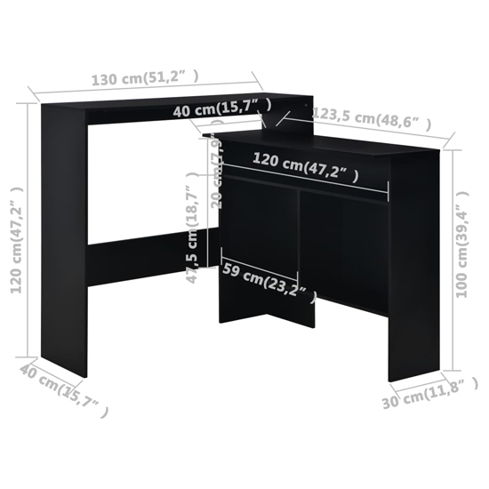 Winnie Wooden Bar Table With 2 Table Tops In Black