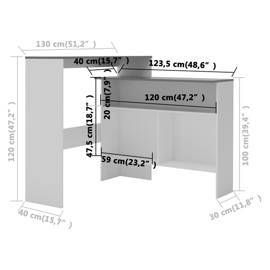 Winnie Wooden Bar Table With 2 Table Tops In Grey And White