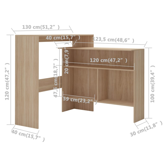 Winnie Wooden Bar Table With 2 Table Tops In Oak