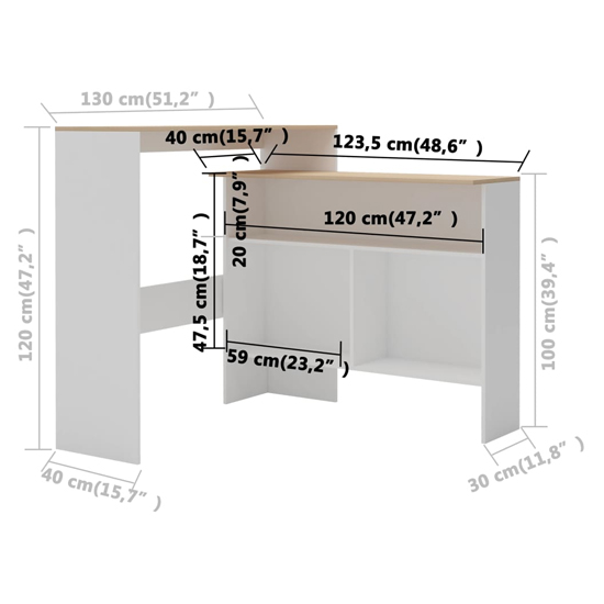 Winnie Wooden Bar Table With 2 Table Tops In Oak And White