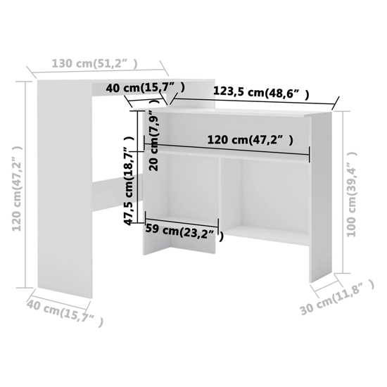 Winnie Wooden Bar Table With 2 Table Tops In White