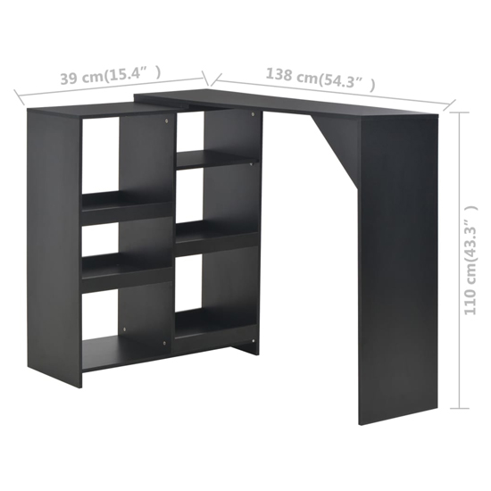 Winnie Wooden Bar Table With Moveable Shelf In Black