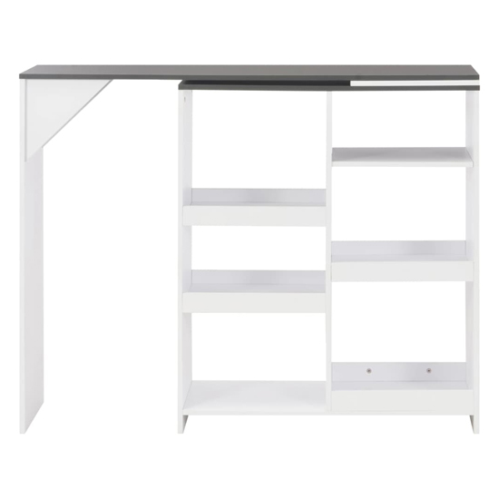 Winnie Wooden Bar Table With Moveable Shelf In Grey And White