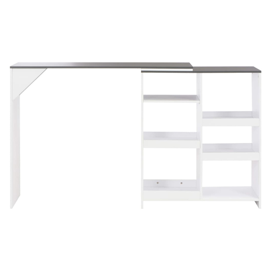 Winnie Wooden Bar Table With Moveable Shelf In Grey And White