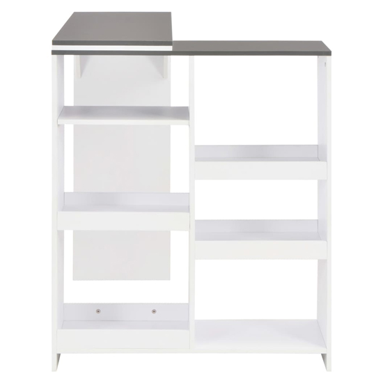 Winnie Wooden Bar Table With Moveable Shelf In Grey And White