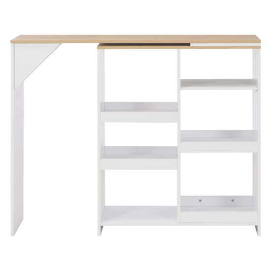 Winnie Wooden Bar Table With Moveable Shelf In Oak And White