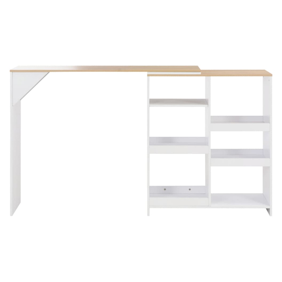 Winnie Wooden Bar Table With Moveable Shelf In Oak And White