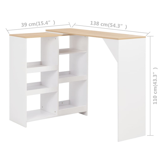 Winnie Wooden Bar Table With Moveable Shelf In Oak And White