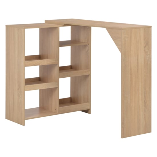 Photo of Winnie wooden bar table with moveable shelf in oak