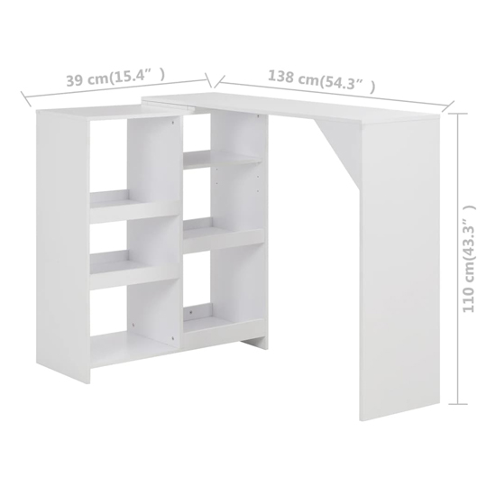 Winnie Wooden Bar Table With Moveable Shelf In White