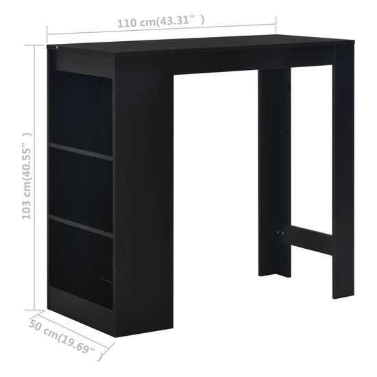 Winnie Wooden Bar Table With Shelf In Black