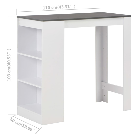 Winnie Wooden Bar Table With Shelf In Grey And White
