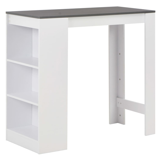 Read more about Winnie wooden bar table with shelf in grey and white