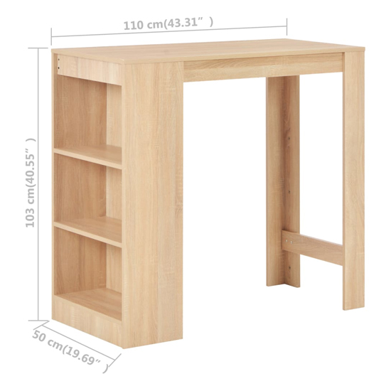 Winnie Wooden Bar Table With Shelf In Oak