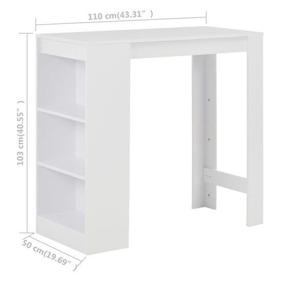 Winnie Wooden Bar Table With Shelf In White