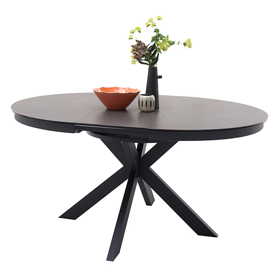 Winnipeg Extendable Dining Table In Grey With Matt Black Legs Winnipeg Extendable Dining Table In, Round Table Winnipeg