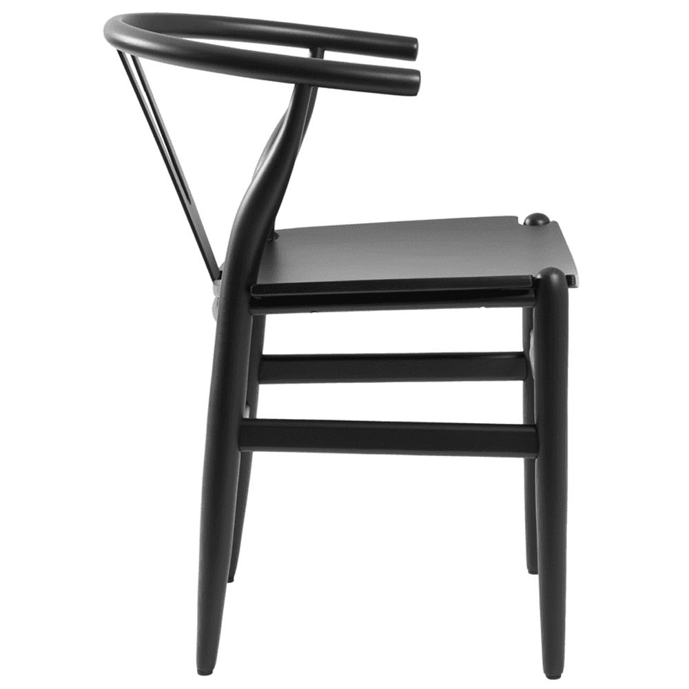 Winona Solid Beech Wood Armchair In Satin Black