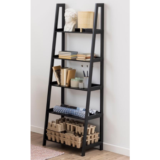 Product photograph of Winooski Wooden 5 Tier Bookcase In Black from Furniture in Fashion