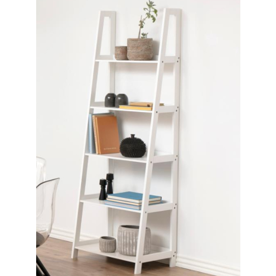 Product photograph of Winooski Wooden 5 Tier Bookcase In White from Furniture in Fashion