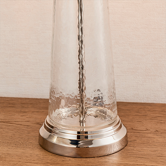 Winslet Teal Velvet Shade Table Lamp In Clear Glass Base