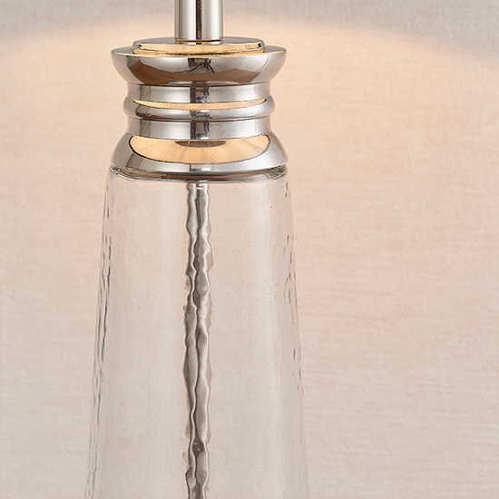 Winslet Teal Velvet Shade Table Lamp In Clear Glass Base