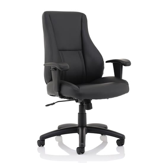 Winsor Leather Office Chair In Black With No Headrest_1