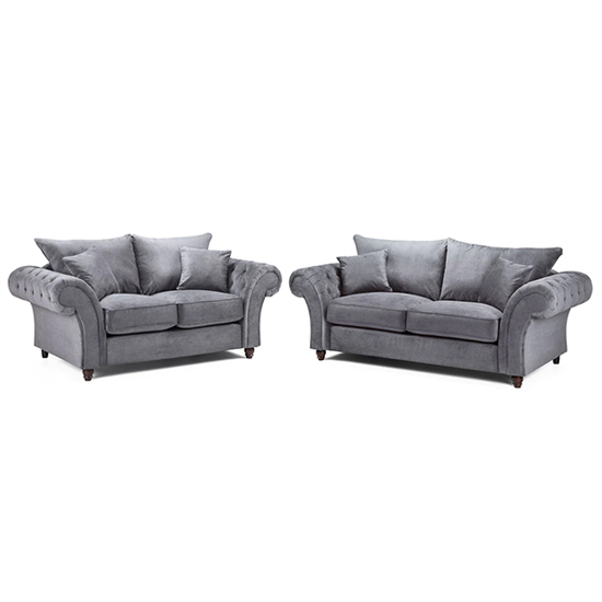 Winston Fabric 3+2 Seater Sofa Set In Grey