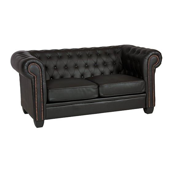Wenona Leather And PVC 2 Seater Sofa In Black