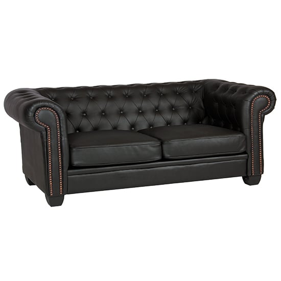 Wenona Leather And PVC 3 Seater Sofa In Black