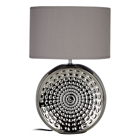 Winto Grey Fabric Shade Table Lamp With Chrome Base
