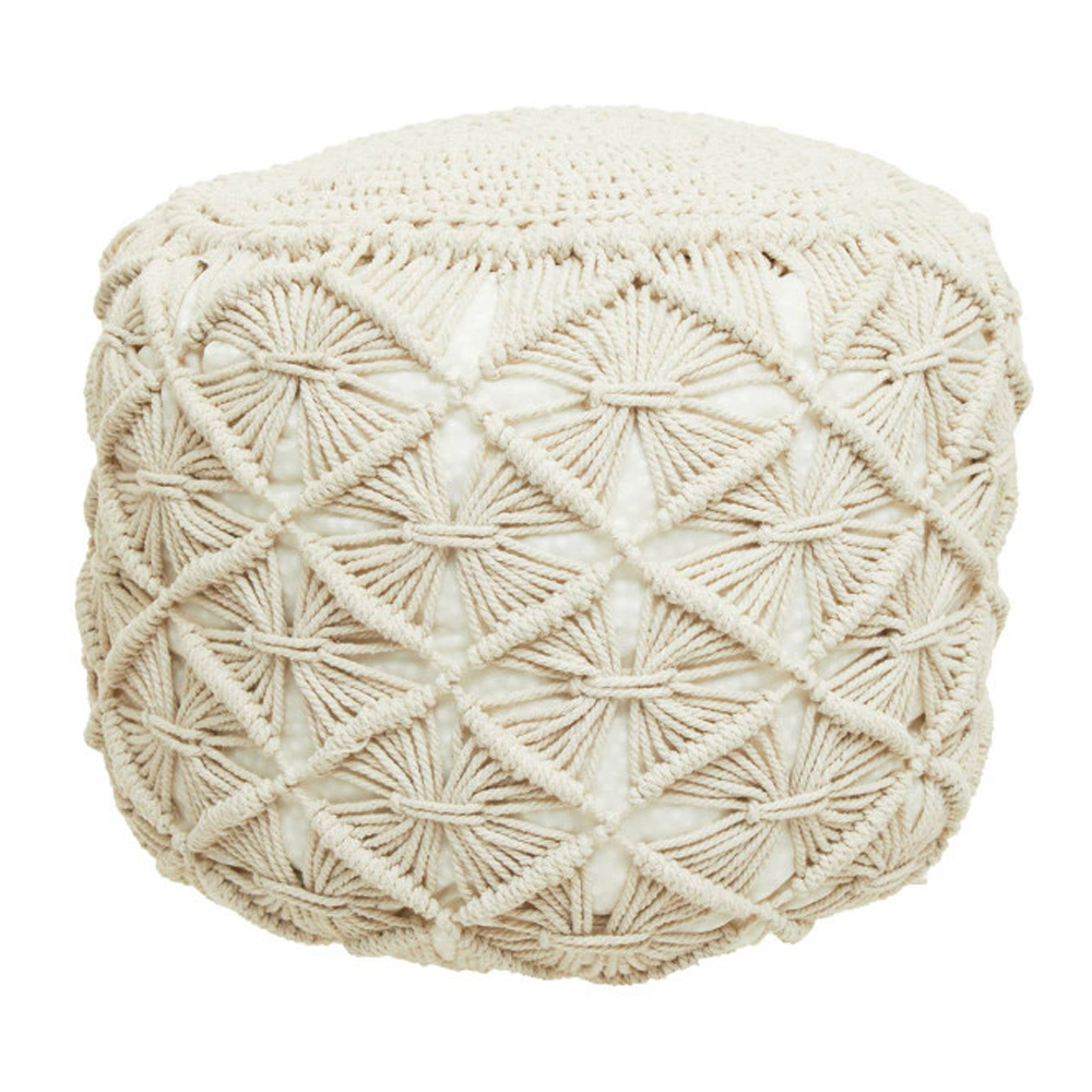 Wintora Fabric Kids Knit Pouffe in Natural