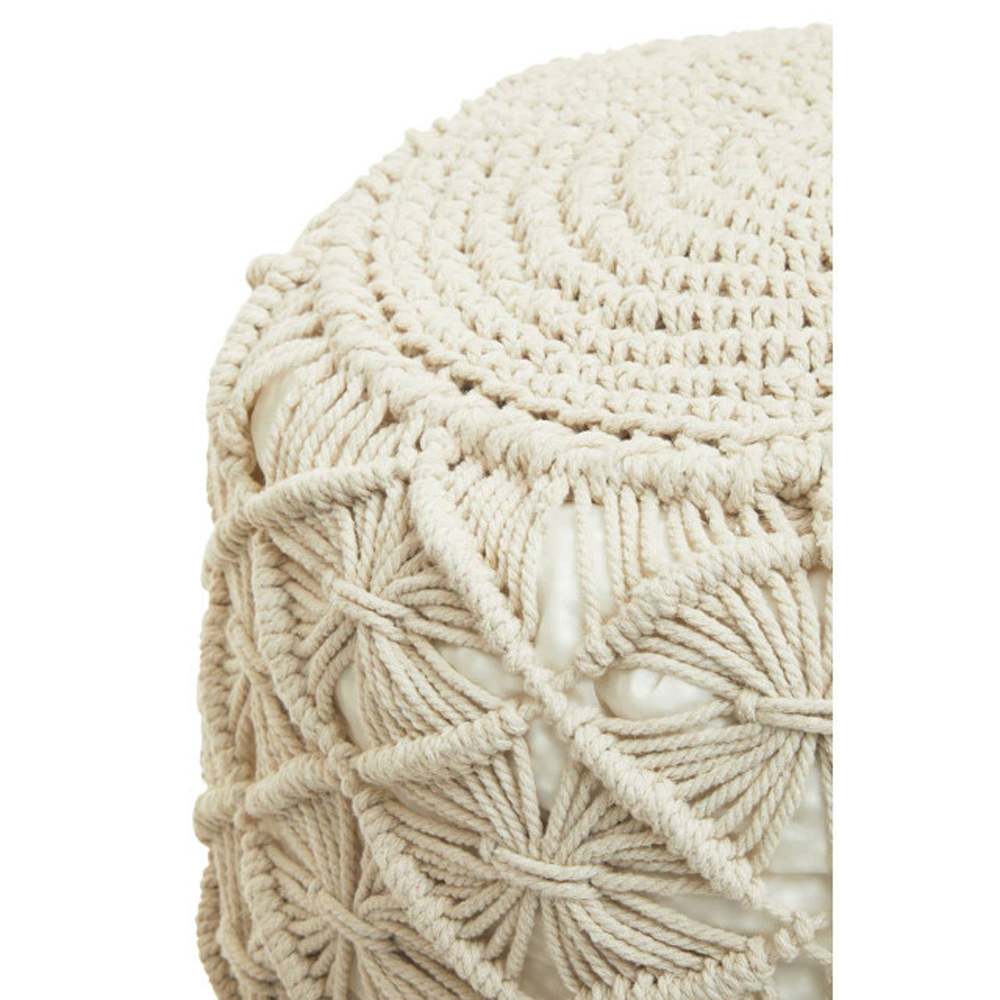 Wintora Fabric Kids Knit Pouffe in Natural