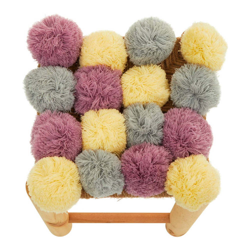 Wintora Wooden Kids Stool in Grey Beige and Pink