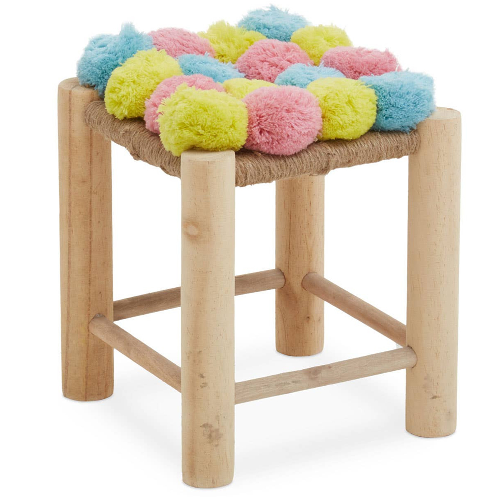 Wintora Wooden Kids Stool in Pink Blue and Yellow