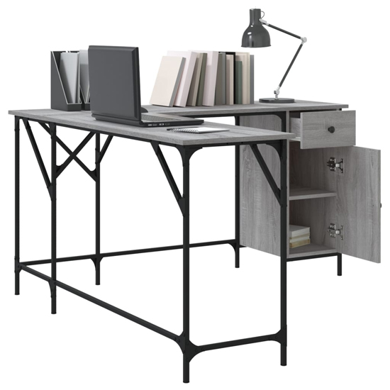 Wisbech Wooden Laptop Desk Corner In Grey Sonoma