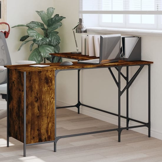 Wisbech Wooden Laptop Desk Corner In Smoked Oak