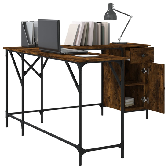 Wisbech Wooden Laptop Desk Corner In Smoked Oak