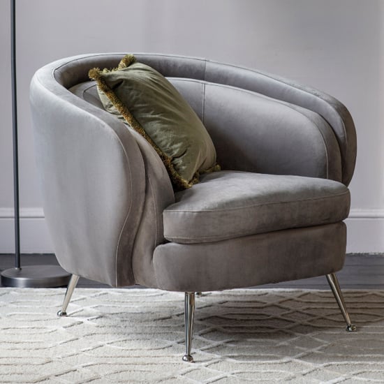 Read more about Wisconsin fabric tub chair in grey with silver legs