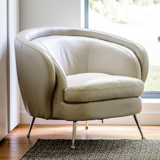Product photograph of Wisconsin Faux Leather Tub Chair In Cream from Furniture in Fashion