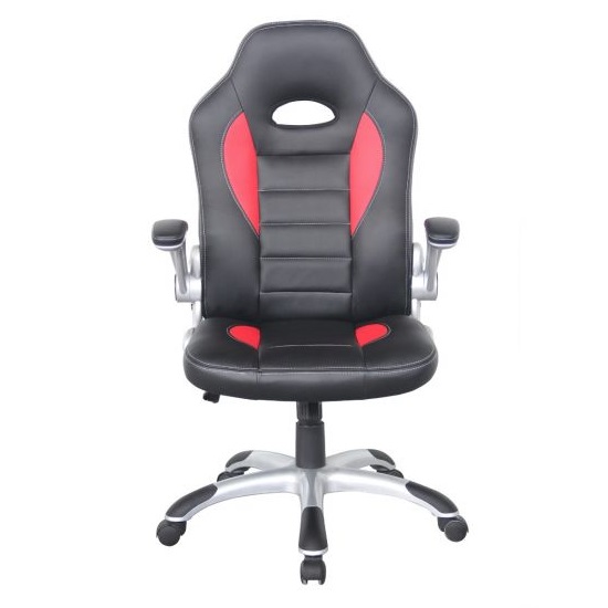 Thurston Faux Leather Gaming Chair In Black And Red_5