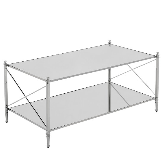 Witney Mirrored Glass Rectangular Coffee Table With Chrome Frame Furniture in Fashion