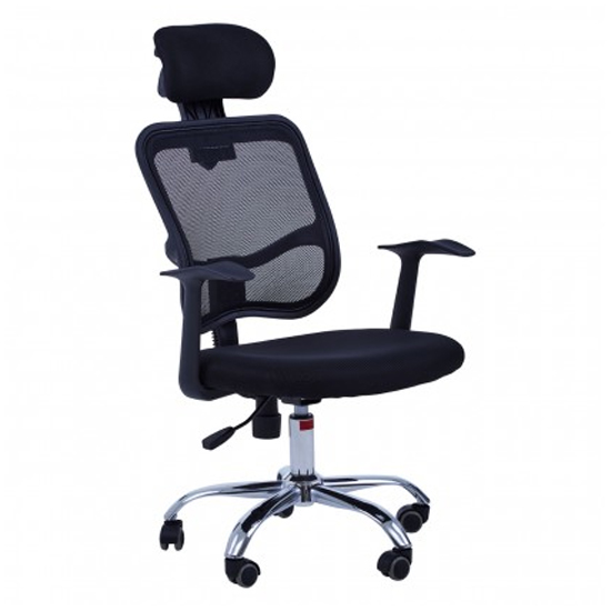 Photo of Wivon home and office rolling base fabric chair in black