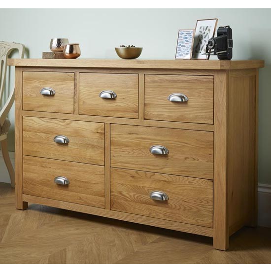 Woburn Wooden Chest Of Drawers In Oak 7 Drawers Furniture in Fashion